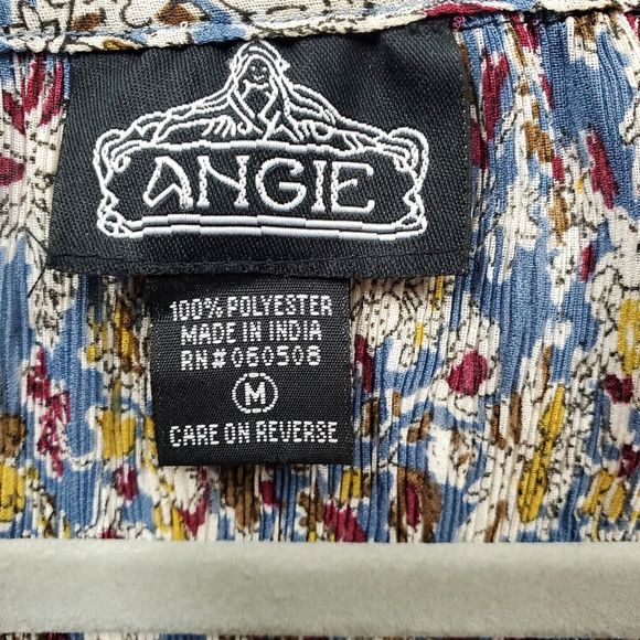 Angie Blouse‎ Top Blue Floral Beaded Womens M - Picture 5 of 11